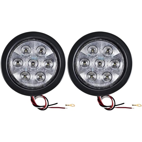 4" Round 7 LED Turn Trailer Tail Lights Waterproof Grommet Included 2x White
