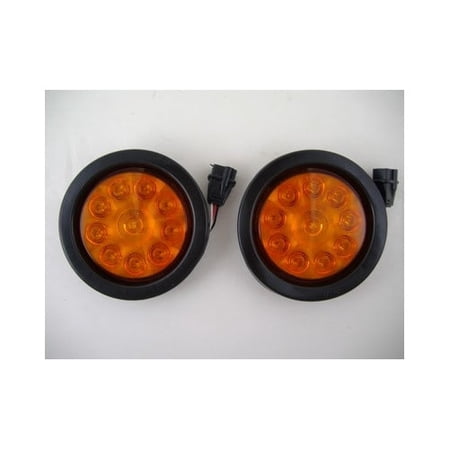 4" Round Amber 10 LED Trailer Truck Park Running Turn Signal Lights / Grommets