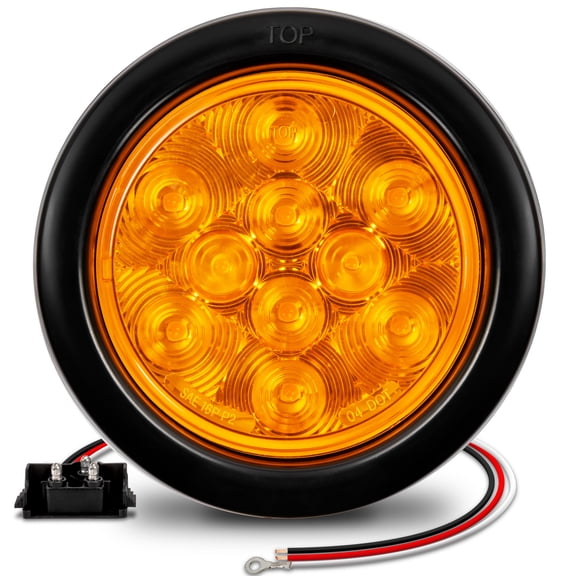 4" Round Amber LED Trailer Tail Lights [DOT certified] [Grommet & Plug Included ] [IP67 Waterproof] Park Turn Trailer Lights for RV Jeep Trucks