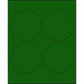 4" Round Brilliant Green Labels for Laser Printers, Inkjet Printers or Copier Machines. (GLC400BG)