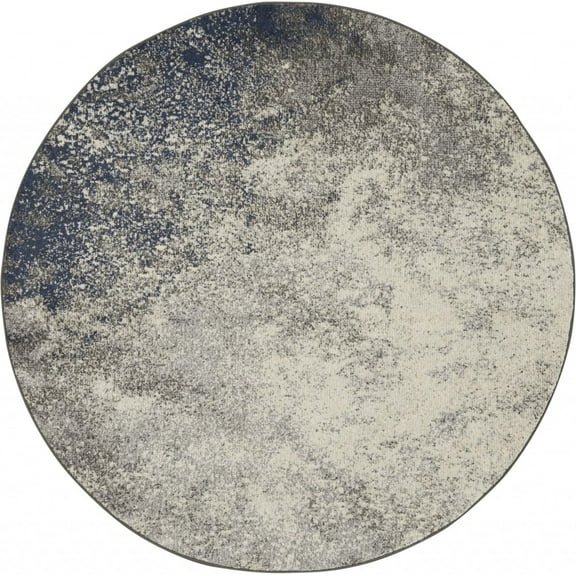 4â€™ Round Charcoal and Ivory Abstract Area Rug