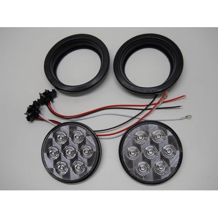 4" Round Clear Amber 7 LED Trailer Truck Marker Turn Signal Lights / Grommets