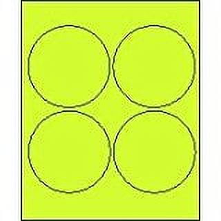 4" Round Fluorescent Chartreuse Labels for Laser Printers, Inkjet Printers or Copier Machines. (GLC400FCH)