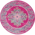 thumbnail image 1 of 4â€™ Round Fuchsia and Blue Distressed Area Rug, 1 of 7
