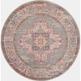thumbnail image 1 of 4â€™ Round Gray and Gold Medallion Area Rug, 1 of 7