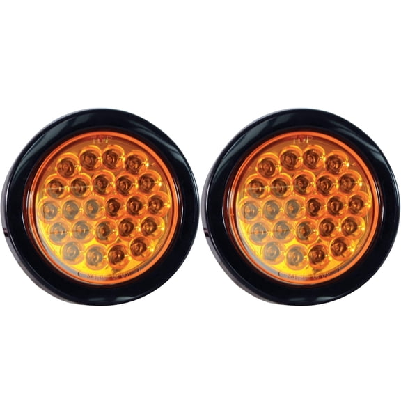 4" Round LED Recessed Amber Strobe Light 24 LED DOT/SAE Approved 2x with Grommet