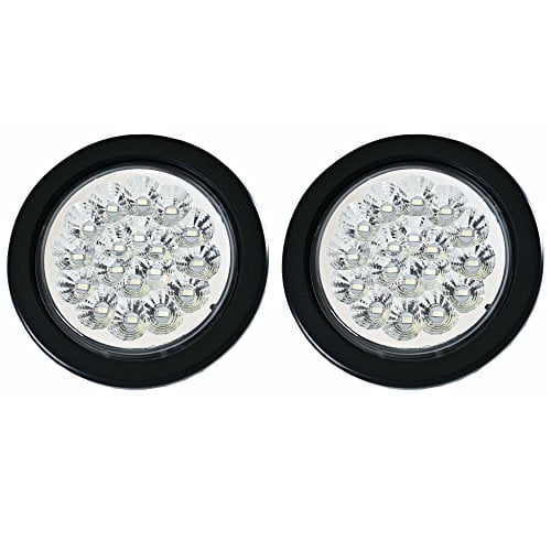 4" Round LED Trailer Tail 18 LED Stop Turn Signal Marker Running Lights 2x White