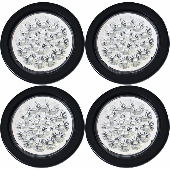 4" Round LED Trailer Tail 18 LED Stop Turn Signal Marker Running Lights 4x White