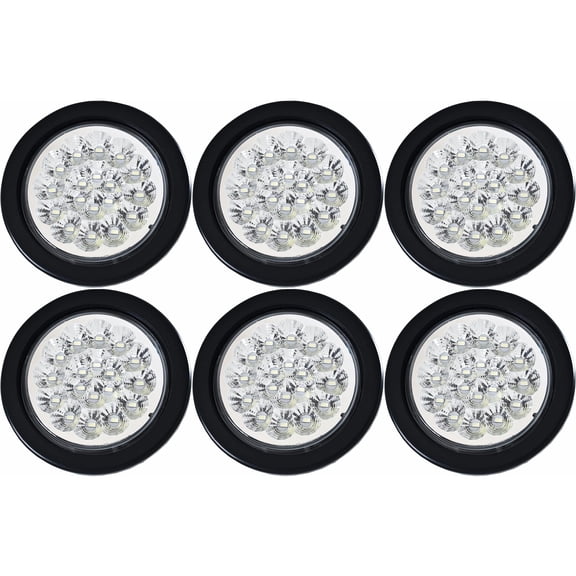 4" Round LED Trailer Tail 18 LED Stop Turn Signal Marker Running Lights 6x White