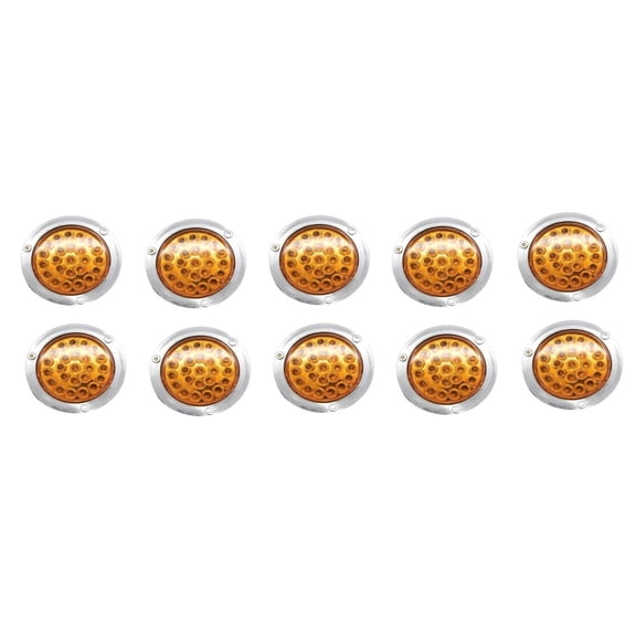4" Round LED Trailer Tail 24 LED Chrome Bezel Marker Lights Waterproof 10x Amber