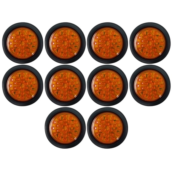 4" Round LED Trailer Tail 24 LED Stop Turn Signal Marker Lights 10x Amber