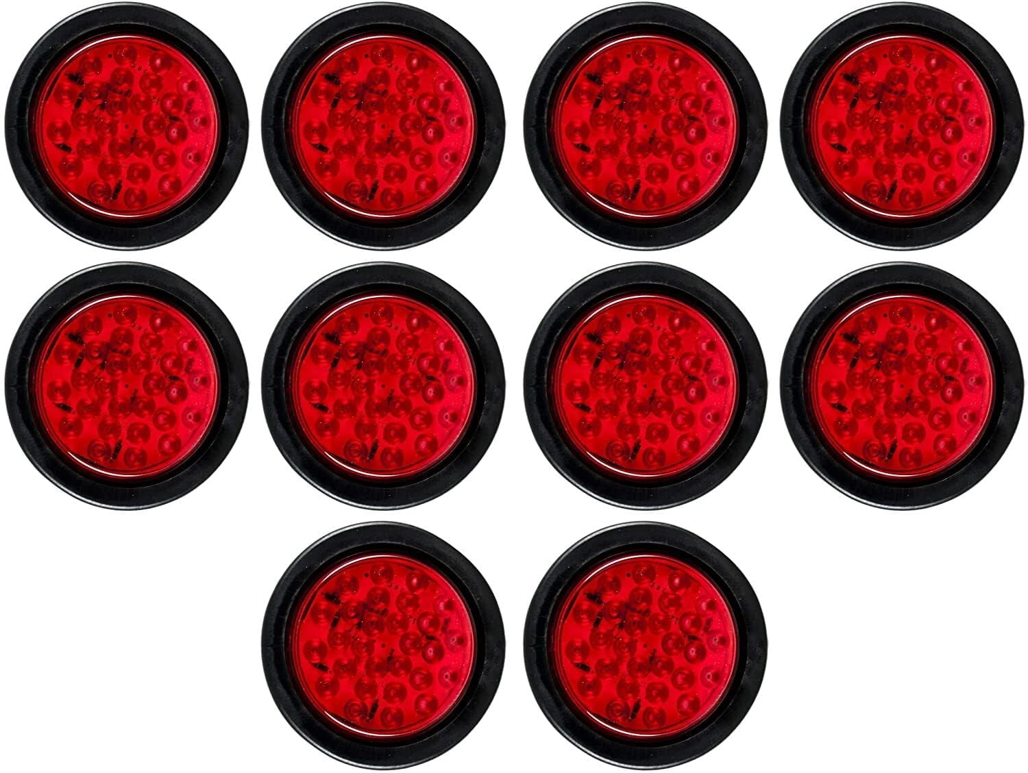 4" Round LED Trailer Tail 24 LED Stop Turn Signal Marker Lights 10x Red