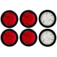 thumbnail image 1 of 4" Round LED Trailer Tail 24 LED Stop Turn Signal Marker Lights 4x Red +2x White, 1 of 6