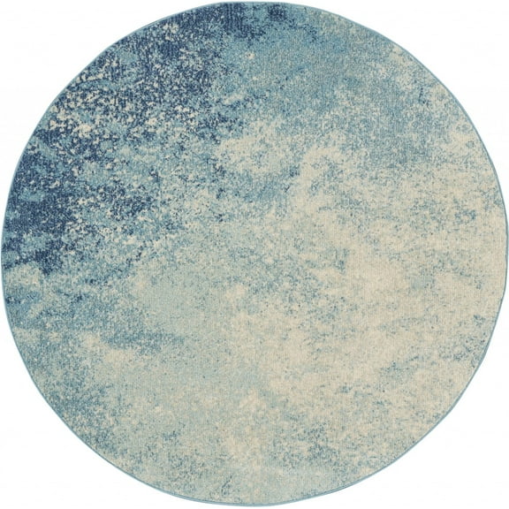 4â€™ Round Light Blue and Ivory Abstract Sky Area Rug