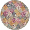 thumbnail image 1 of 4â€™ Round Muted Brights Floral Diamond Area Rug, 1 of 29