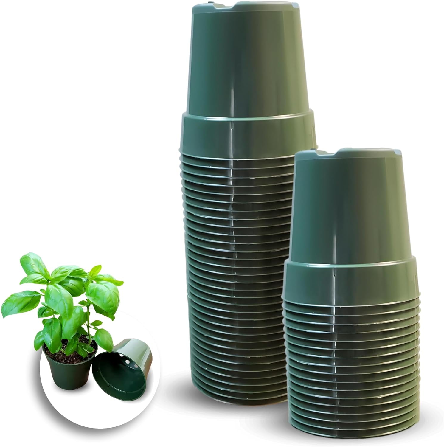 4" Round Plastic Plant Nursery Pots Small Seedling Starting Cups with