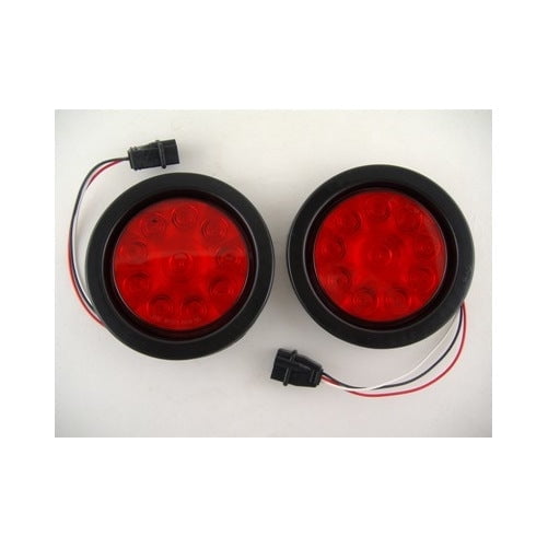 4" Round Red 10 LED Trailer Truck Brake Stop Turn Tail Lights / Grommets