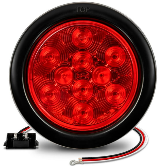 4" Round Red LED Trailer Tail Lights [DOT Certified] [Grommet & Plug Included] [IP67 Waterproof] Turn Stop Brake Trailer Lights for RV Jeep Trucks