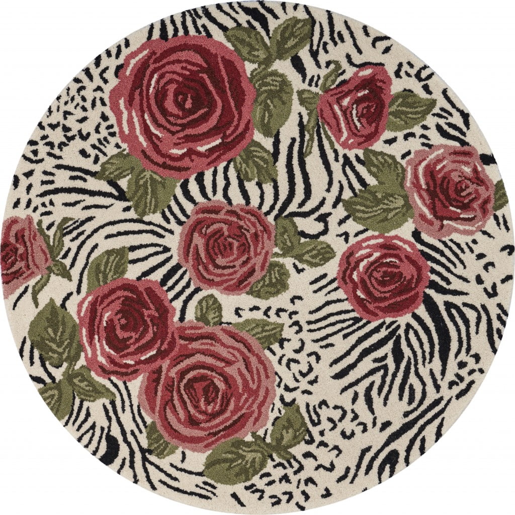 Red Or Roses Area Rugs 4’ Round Red Rose Bed Area Rug - Walmart.com