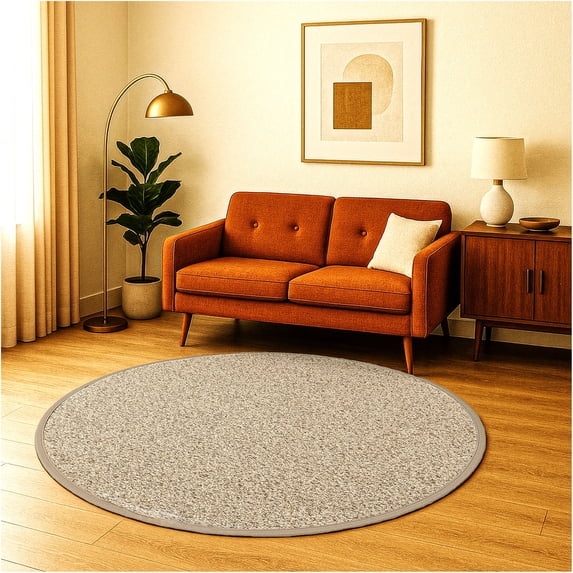 4' Round Soft and Cozy 32oz Area Rugs. Stain Resistant and Pet and Kid Friendly. Perfect for and Room Apartments, Dorms,etc. Many Sizes Available (Color: Oyster Bay)