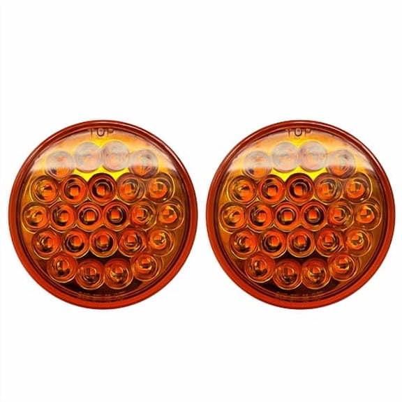 4" Round Trailer 24 LED Stop Turn Tail Signal Brake Marker Lights 2x White