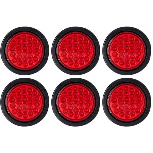 4" Round Trailer 24 LED Stop Turn Tail Signal Brake Marker Lights 6x Red Kit