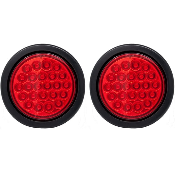 4" Round Trailer 24 LED Stop Turn Tail Signal Brake Marker Running Lights 2x Red