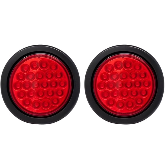 4" Round Trailer 24 LED Stop Turn Tail Signal Brake Marker Running Lights 2x Red