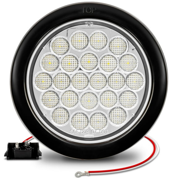 4" Round White 24 LED Trailer Tail Lights [DOT Certified] [Grommet & Plug Included] [IP67 Waterproof] Reverse Back Up Trailer Lights for RV Trucks Jeep