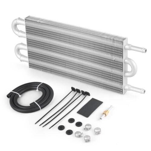 4 Row Aluminum Remote Transmission Oil Cooler Auto-Manual Radiator Converter Kit