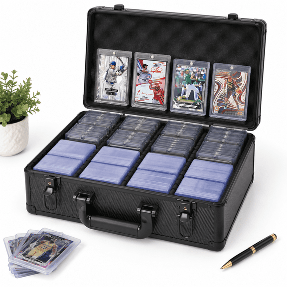 4-Row Capacity Trading Card Storage Case for Top Loaders, 800+ Capacity Sports Card Holder