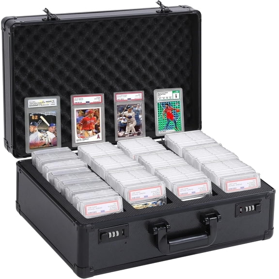 4-Row Graded Card Storage Box Case Holds 150+ Slabs PSA Slab Case w/ Key Lock