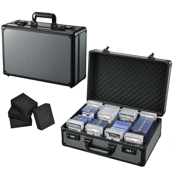 Velore Extra Large Graded Card Case Storage Box with 4-Row Trading Card Display Box with Combo Lock