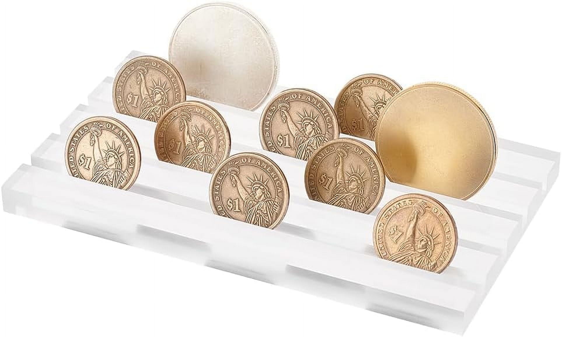 Grooved Coin Rack 4 Rows Clear Acrylic Challenge Coin Display Holder - 0.2 Inch Groove ...