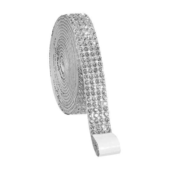 4 Rows Self Adhesive Crystal Rhinestone Ribbon Diamond DIY Sticker Decoration for Wedding Cake Arts Crafts and Party Event Supplies Sparkly