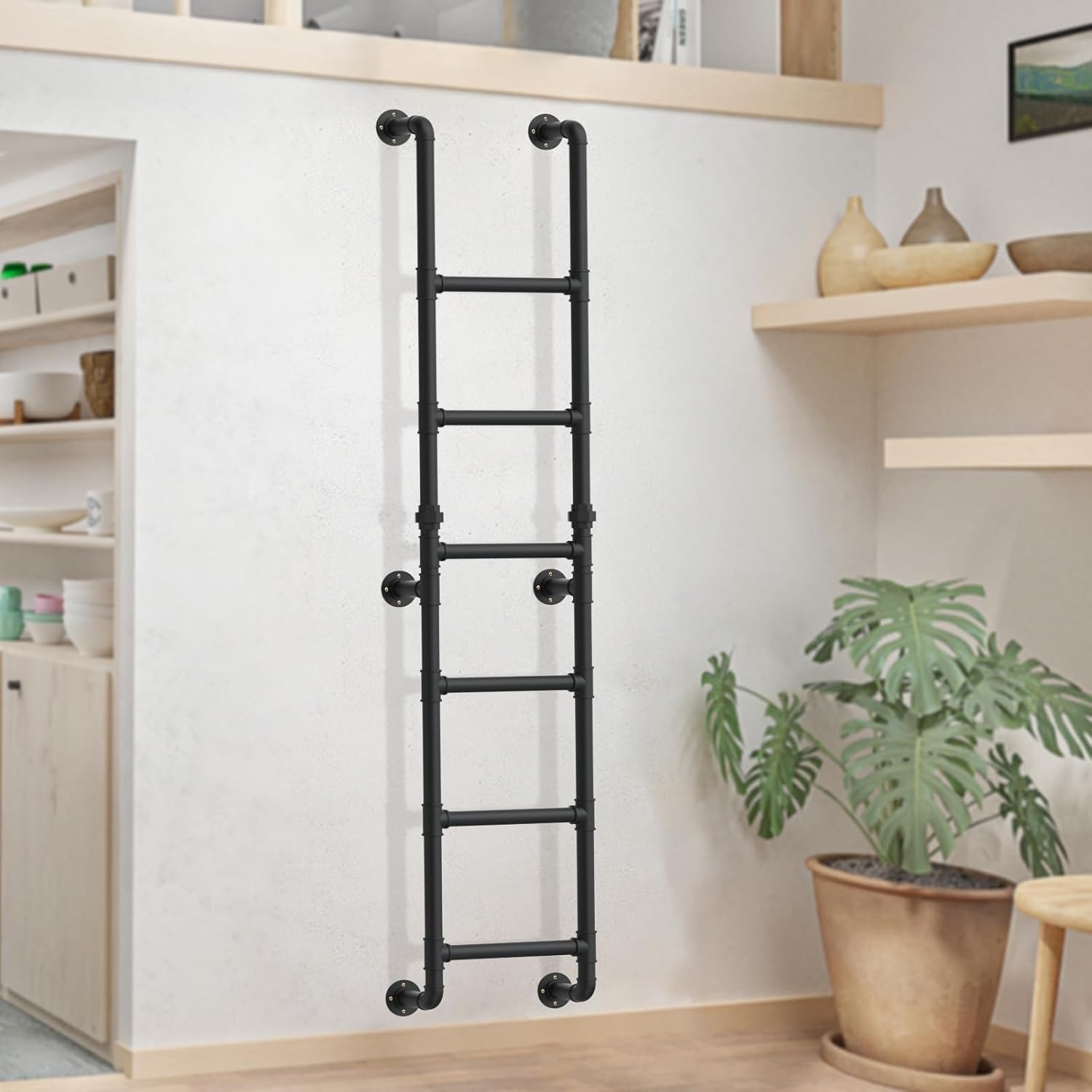 4-Rung Wall Mounted Metal Step Ladder Basement Window Well Egress ...
