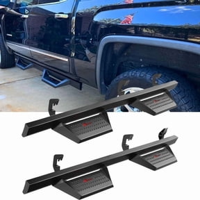 4" Running Boards Compatible with 2007-2018 Chevy Silverado/GMC Sierra 1500 Crew Cab, Silverado/Sierra 2500HD 3500HD Crew Cab Textured Black Powder Coated Step Bars Side Steps