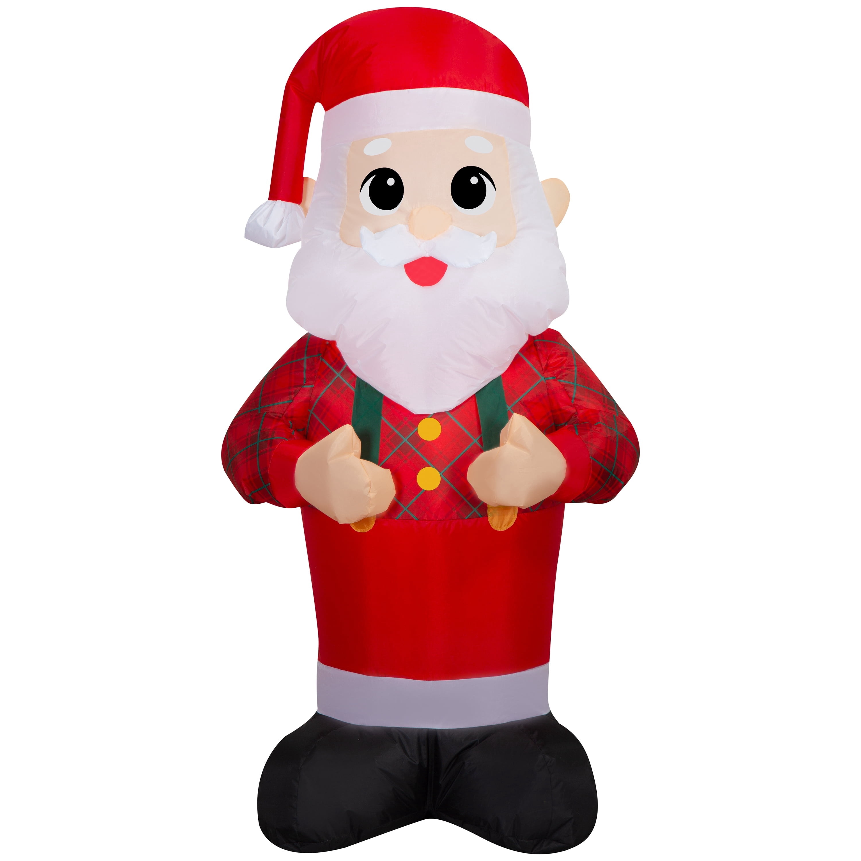 Multicolor Santa in Suspenders Christmas Airblown Yard Inflatable, 4', by Holiday Time