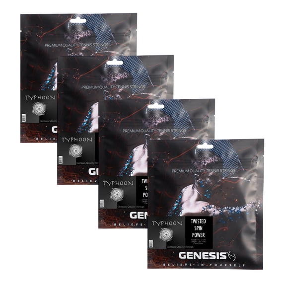 4 SETS GENESIS TYPHOON 16L Silver Tennis Racket String Superior Feel + Control