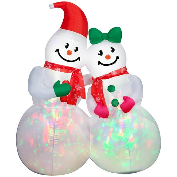 4 ft Lightshow Snow Couple Christmas Airblown Yard Inflatable, Multicolor, by Holiday Time