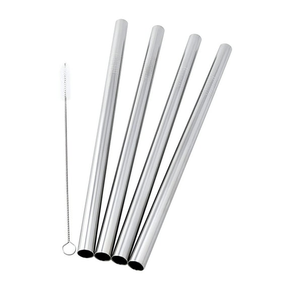 4 SUPER WIDE Boba Stainless Steel 9.5" Long x 1/2" Wide Drink Straw Smoothie Thick Milkshake - Brand