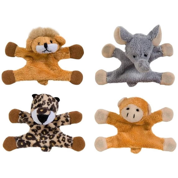 4 Safari Animals - Cute Plush Animal Magnets - Locker Critters - Fridge Magnet - Cute - Magnets in Hands and Feet Fun Decoration
