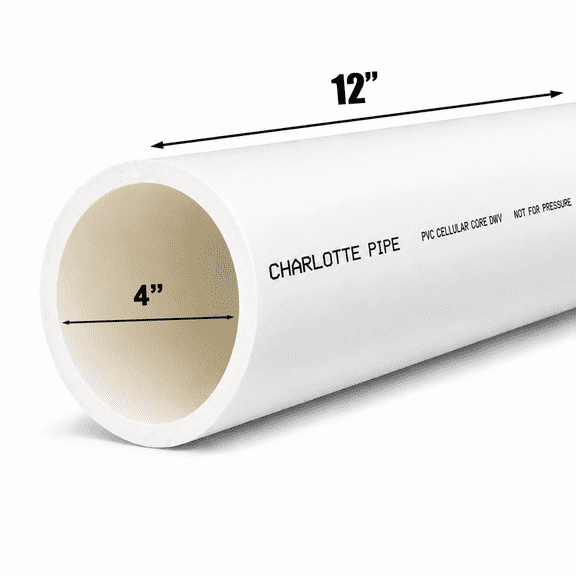 4" Schedule 40 DWV PVC Foam Core Pipe for Drain Waste Vent, 12"