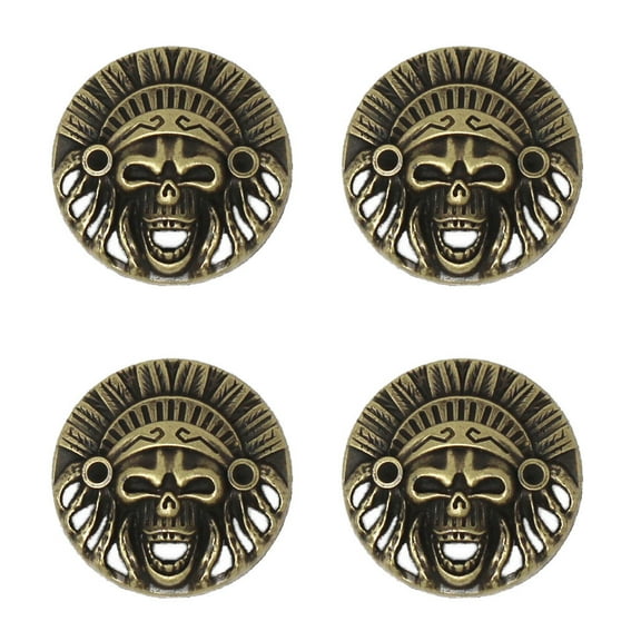 4 Screw Back Screw eye Skull Indian Head Concho Leather Craft 1-1/4" Co600