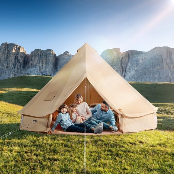 4 Season 3m 9.8ft Canvas Bell Yurt Tent with Stove Jack Breathable for 4 Person Family Camping Outdoor Hunting Party