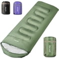 thumbnail image 1 of 4-Season Adult Sleeping Bag, Army Green, Semi-Rectangular, 33" x 87", Compressible, 1 of 6
