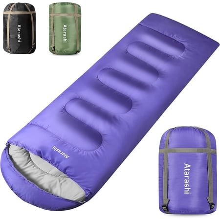 4-Season Adult Sleeping Bag Extra-Large 40"x87" Polyester Insulation 32-77 ° F Compression Sack Purple