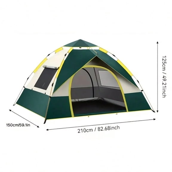 4-Season Automatic Quick Setup Camping Tent, Windproof Lightweight Outdoor Tent with Dual Doors and Mesh Windows, Multi-Person Portable Shelter for Camping, Hiking, Hunting and Travel