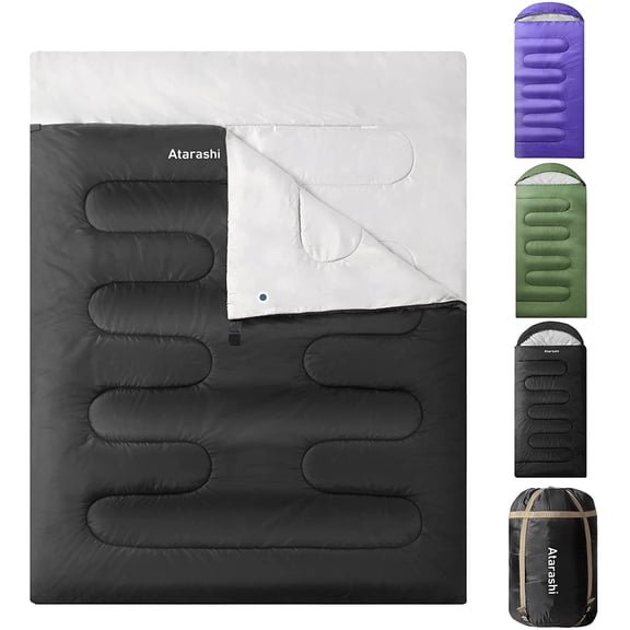 4-Season Sleeping Bag for Adults, Extra-Large, 3277  F Rating, Polyester Insulation, Dark Grey Double