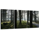 4 Seasons sunny winter day outdoors rural landscape 3 Piece Canvas Wall